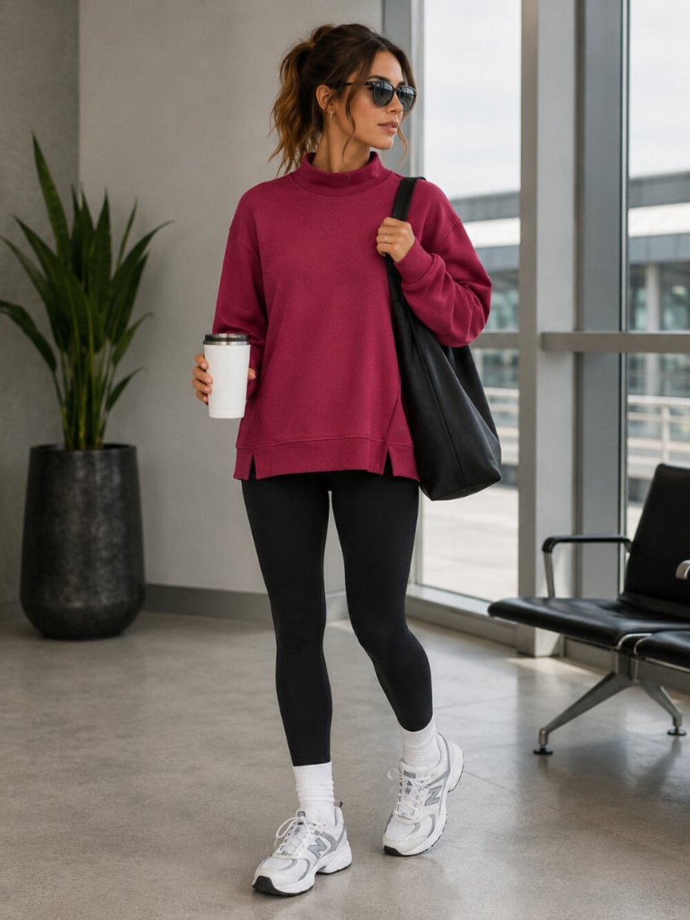 Freely Pink Athletic Sweatshirt Stretch Athleisure Cozy Lounge Women L